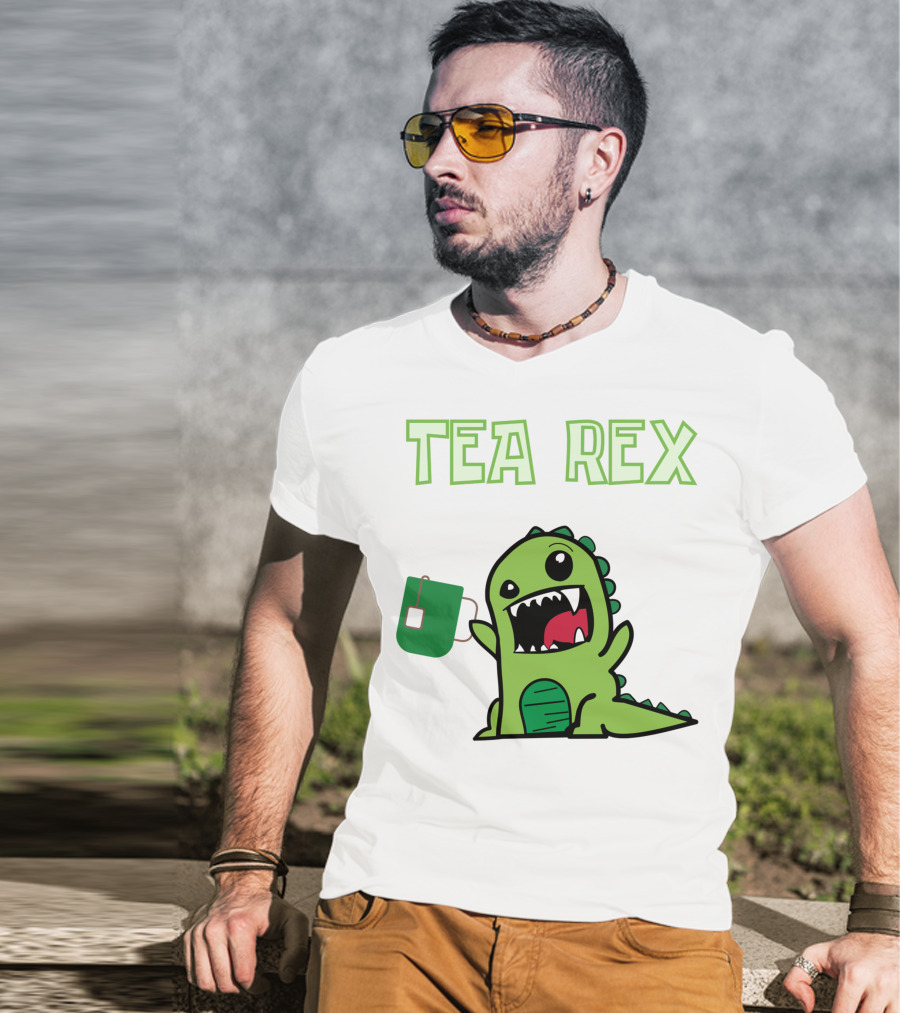 Tea Rex Dinosaur Holding Tea Bag T-Shirt