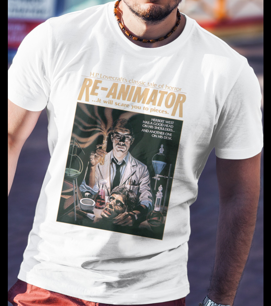 H.P. Lovecraft's Classic Tale Of Horror Re-Animator Herbert West Has A Good Head On His Shoulders T-Shirt