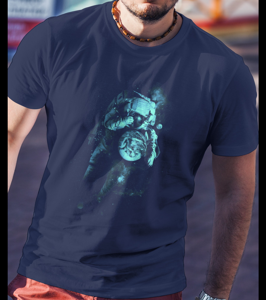 It's A Small World After All Astronaut Holding Earth In Space T-Shirt