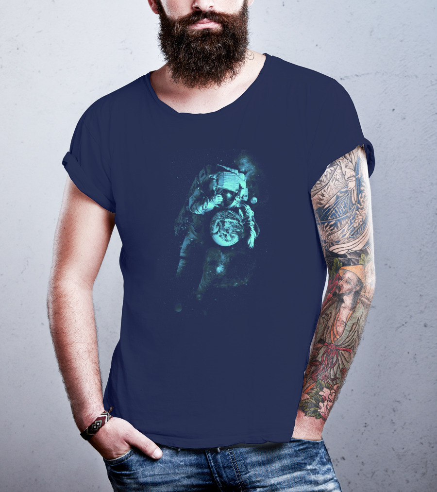It's A Small World After All Astronaut Holding Earth In Space T-Shirt