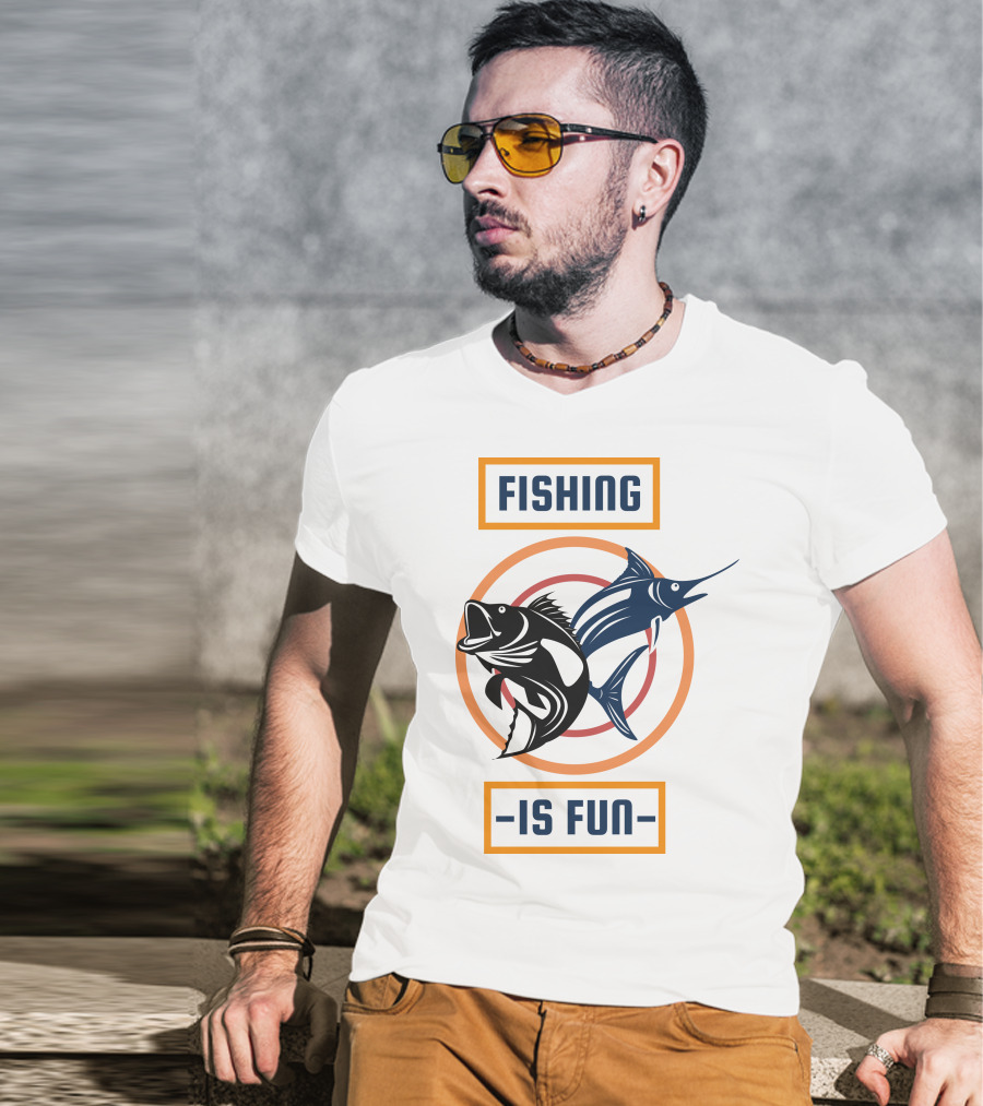Fishing Is Fun Marlin And Bass Circular Target T-Shirt