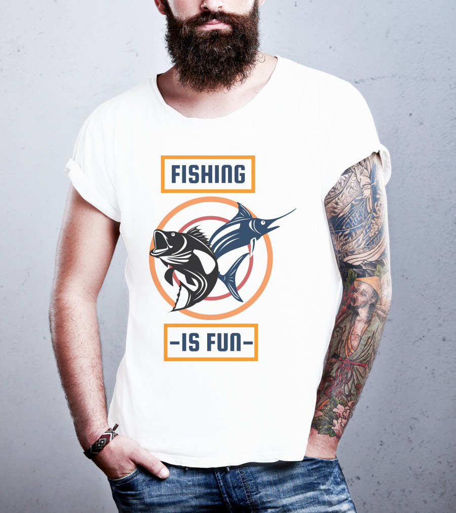 Fishing Is Fun Marlin And Bass Circular Target T-Shirt