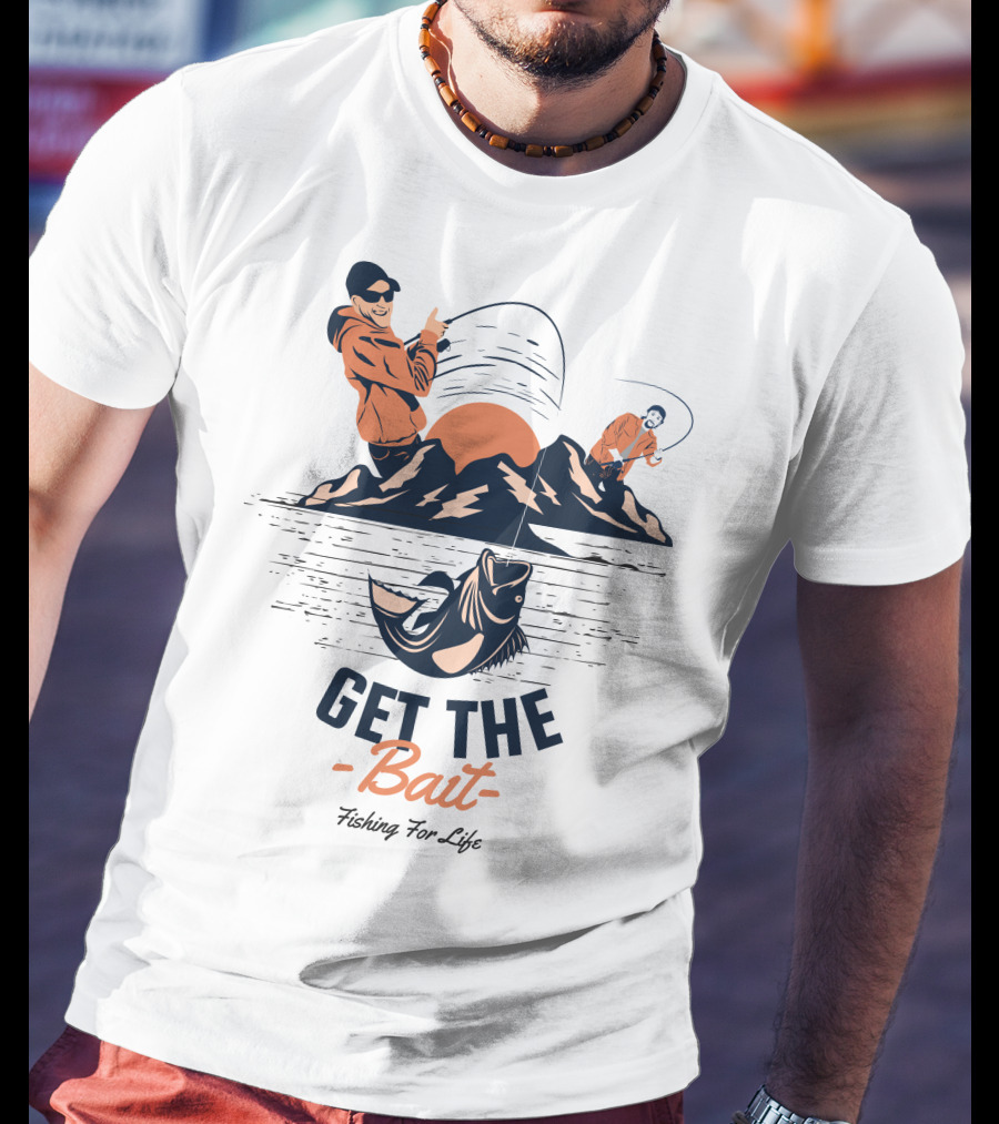 GET THE BAIT Fishing For Life Mountain Sunset Catch T-Shirt