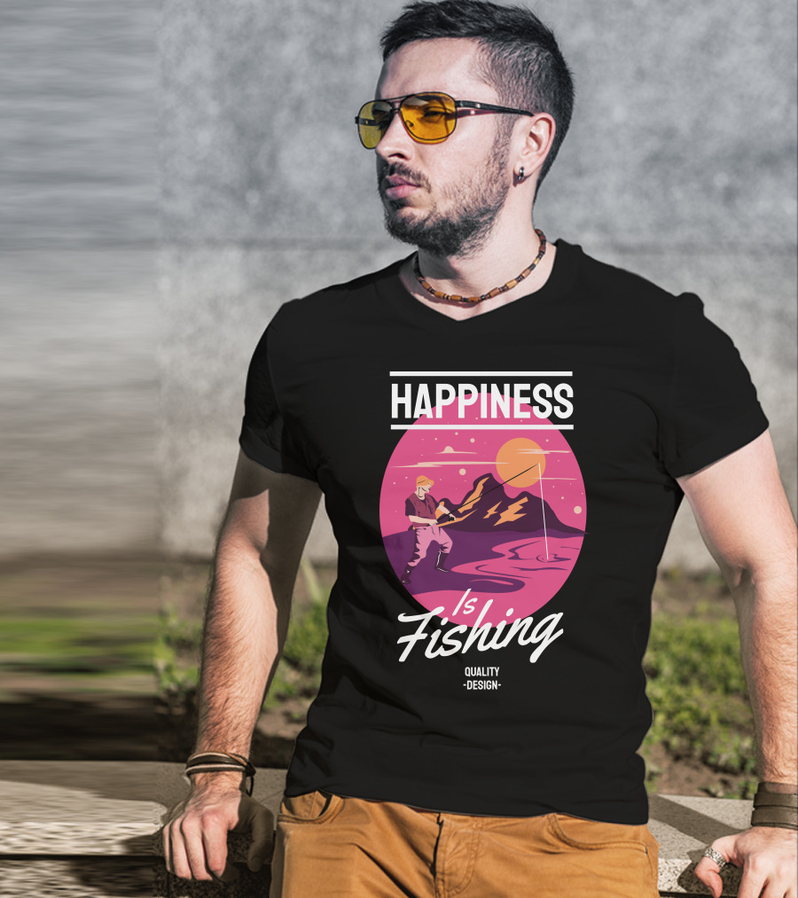 Happiness Is Fishing Quality T-Shirt
