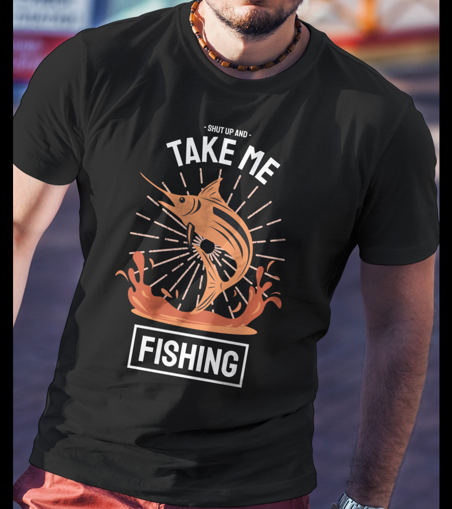 Shut Up And Take Me Fishing Marlin Jump Splash T-Shirt