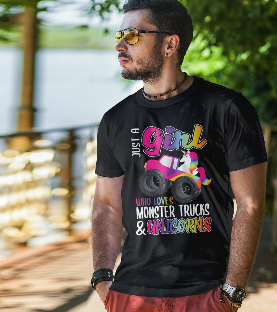 Just A Girl Who Loves Monster Trucks And Unicorns T-Shirt