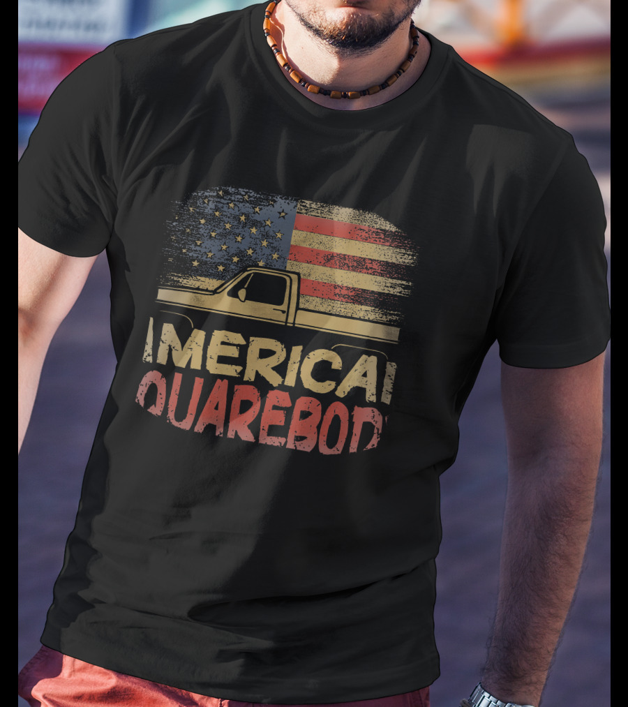 American Flag Squarebody Truck Graphic U.S. Americana T-Shirt