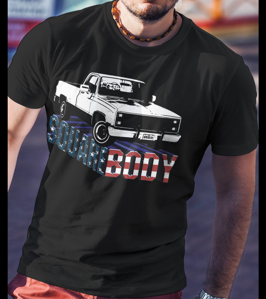 American Flag Squarebody Truck Patriotic American Square Body T-Shirt