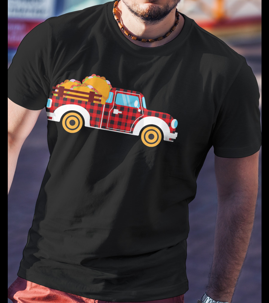 Buffalo Plaid Truck With Tacos Cinco De Mayo Boy Taco T-Shirt