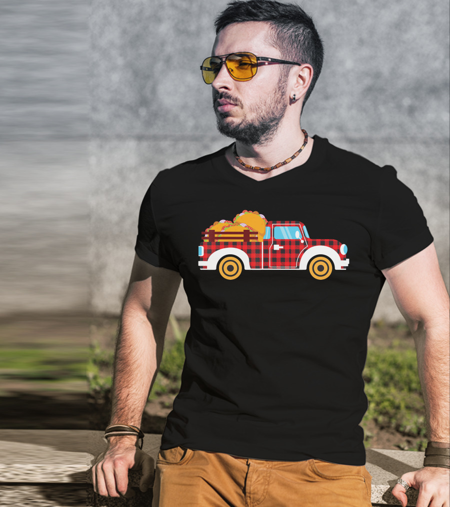 Buffalo Plaid Truck With Tacos Cinco De Mayo Boy Taco T-Shirt