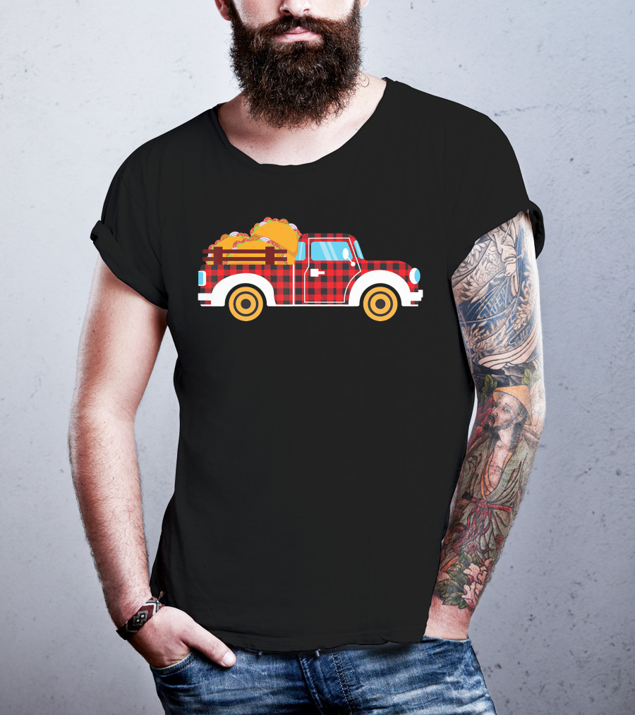 Buffalo Plaid Truck With Tacos Cinco De Mayo Boy Taco T-Shirt