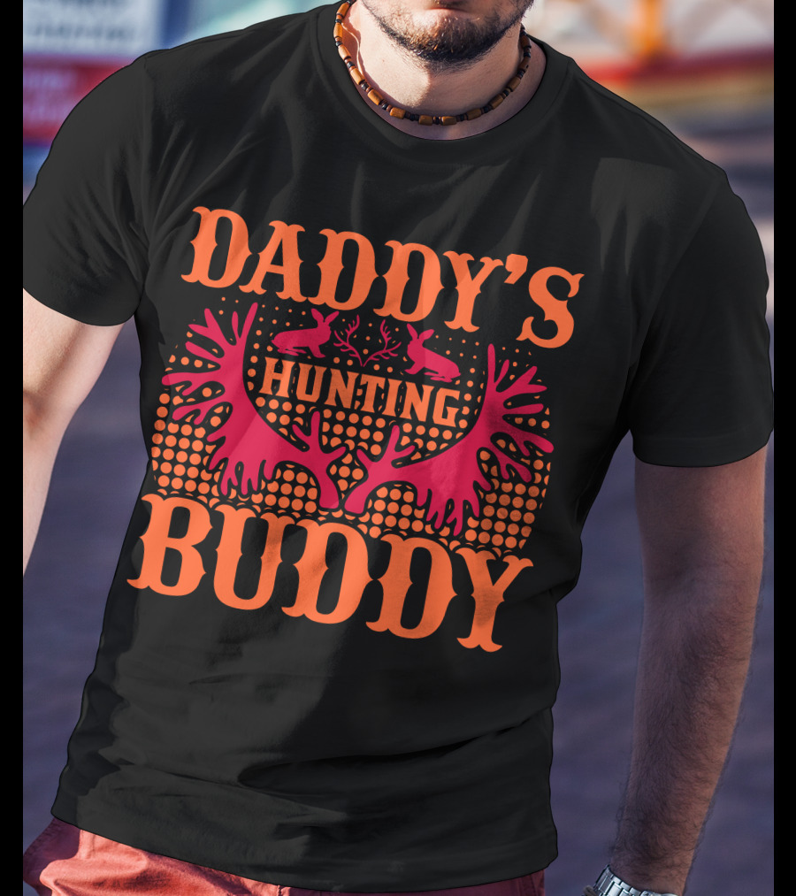 Daddy's Hunting Buddy Antler Design With Rabbits T-Shirt