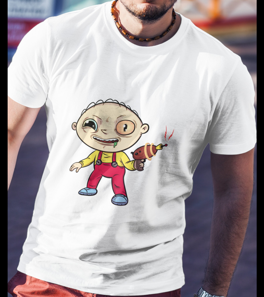 Psychedelic Stewie Griffin With Ray Gun T-Shirt