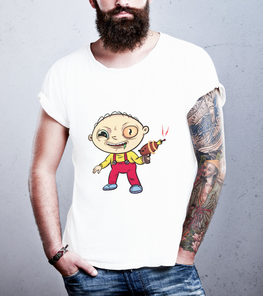 Psychedelic Stewie Griffin With Ray Gun T-Shirt