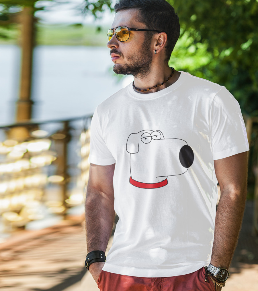 Brian Griffin Family Guy Character Face Red Collar T-Shirt