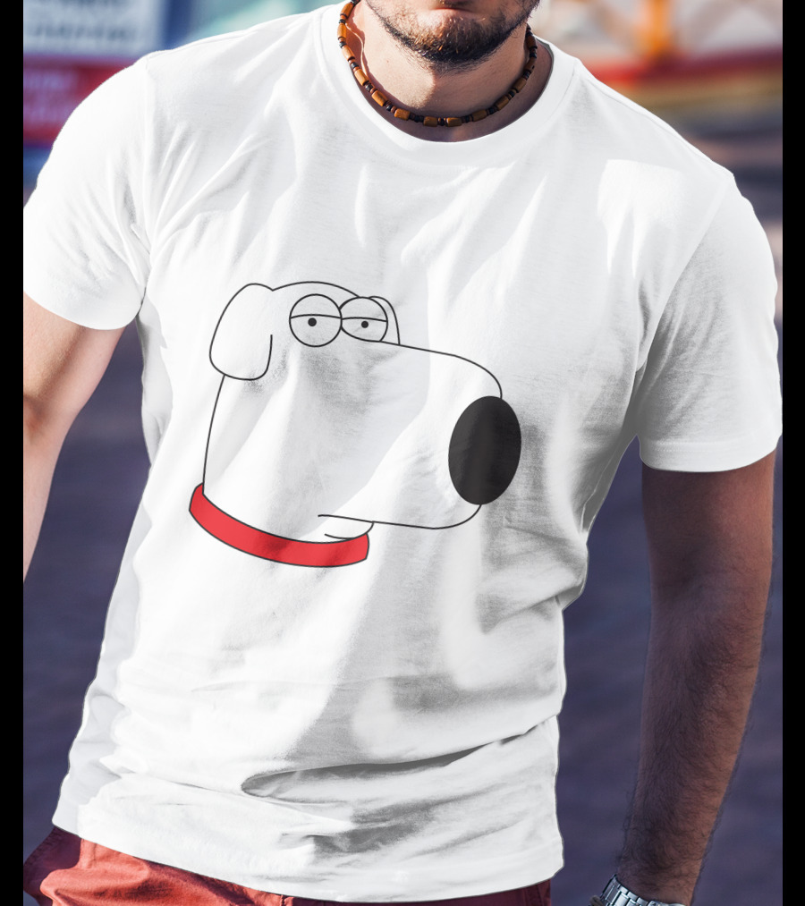 Brian Griffin Family Guy Character Face Red Collar T-Shirt