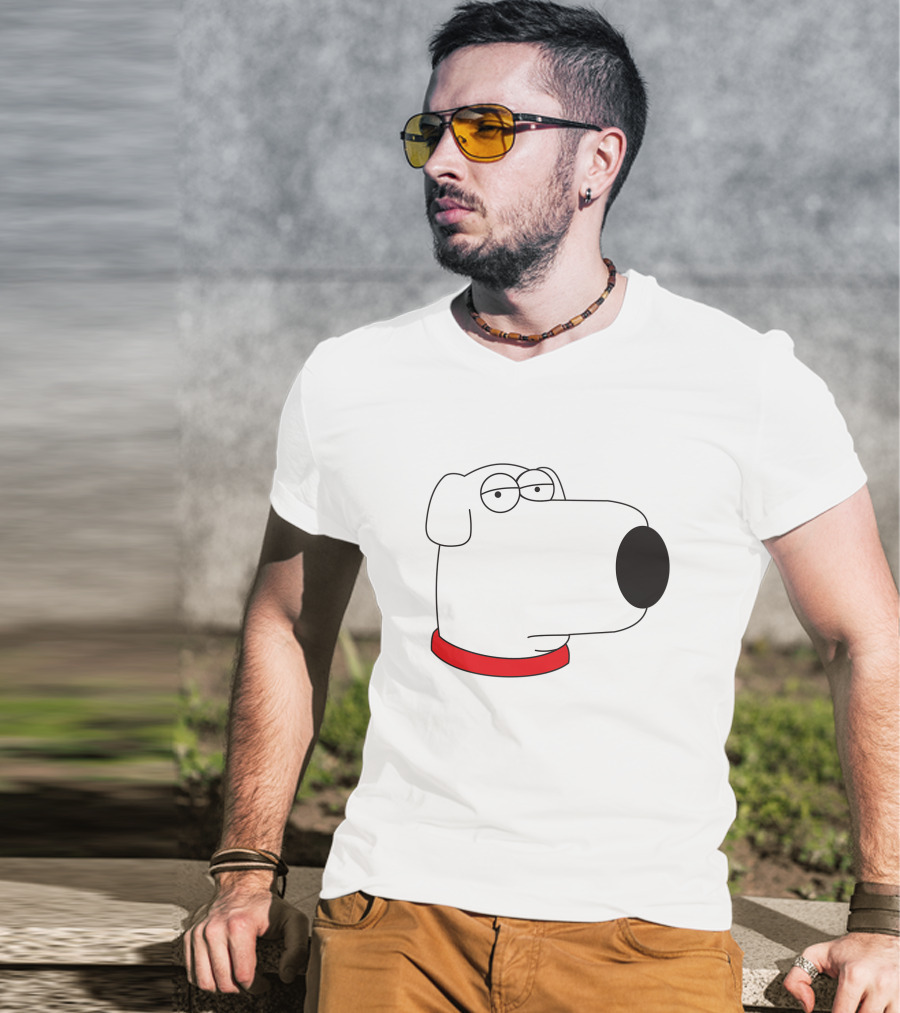 Brian Griffin Family Guy Character Face Red Collar T-Shirt