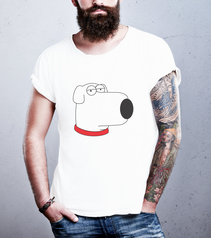 Brian Griffin Family Guy Character Face Red Collar T-Shirt