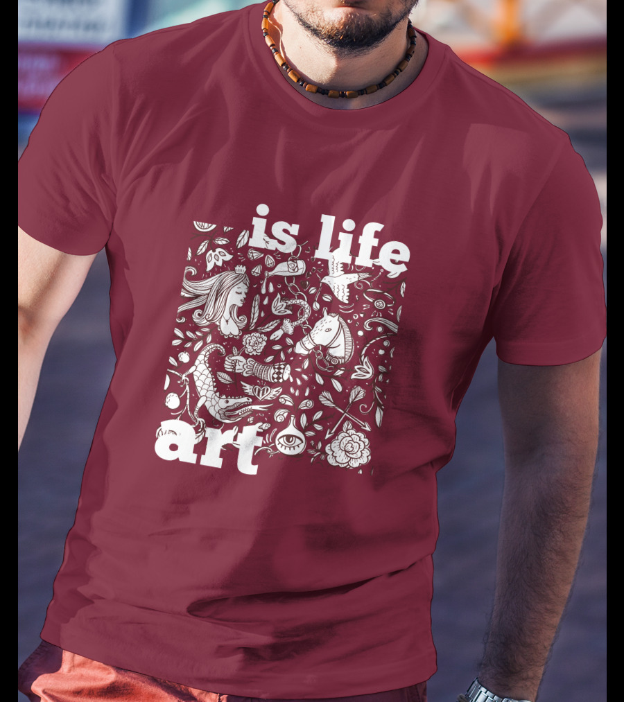 Art Is Life - Whimsical Fantasy Floral T-Shirt