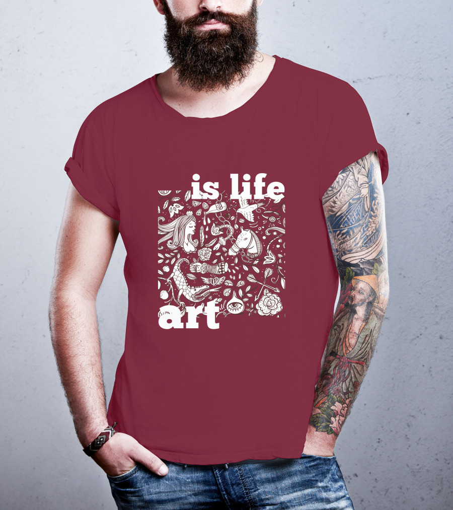 Art Is Life - Whimsical Fantasy Floral T-Shirt