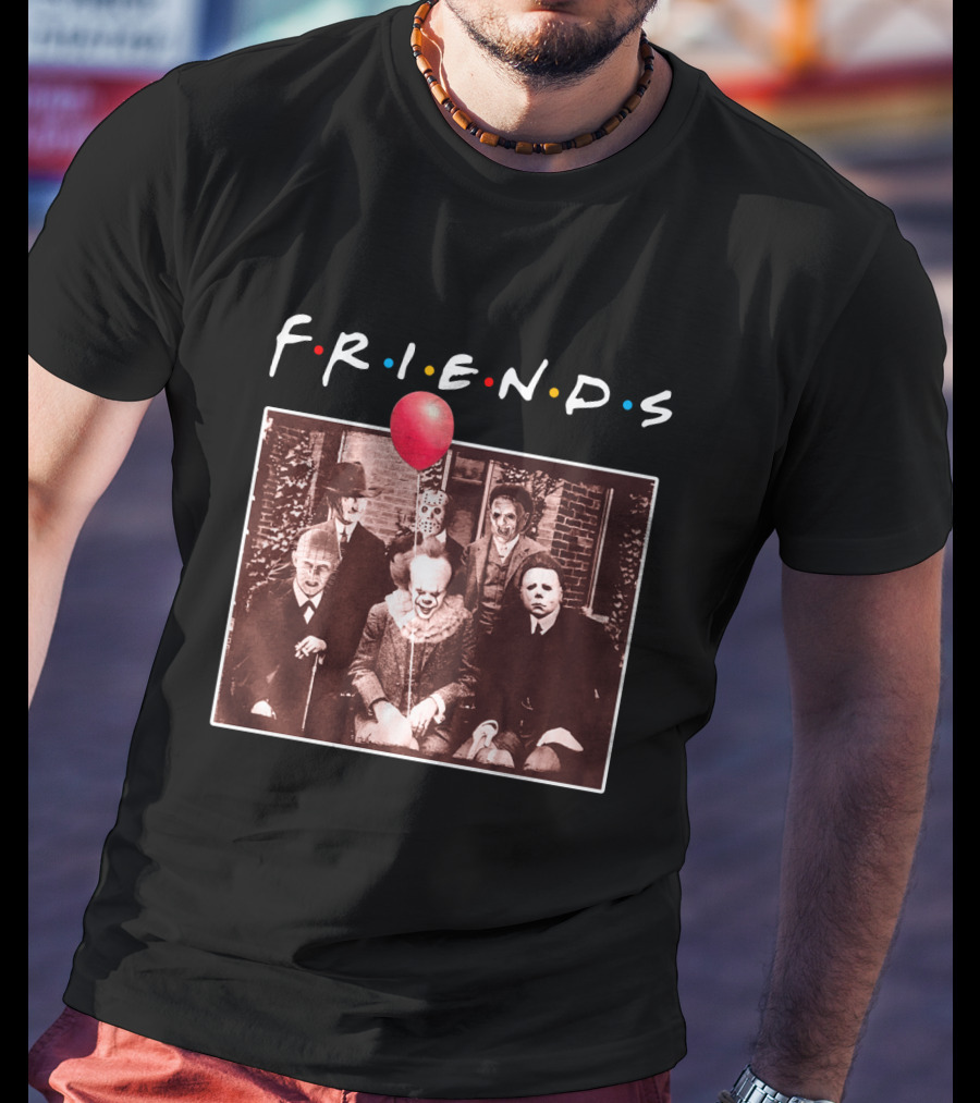 FRIENDS Horror Characters With Red Balloon Image T-Shirt