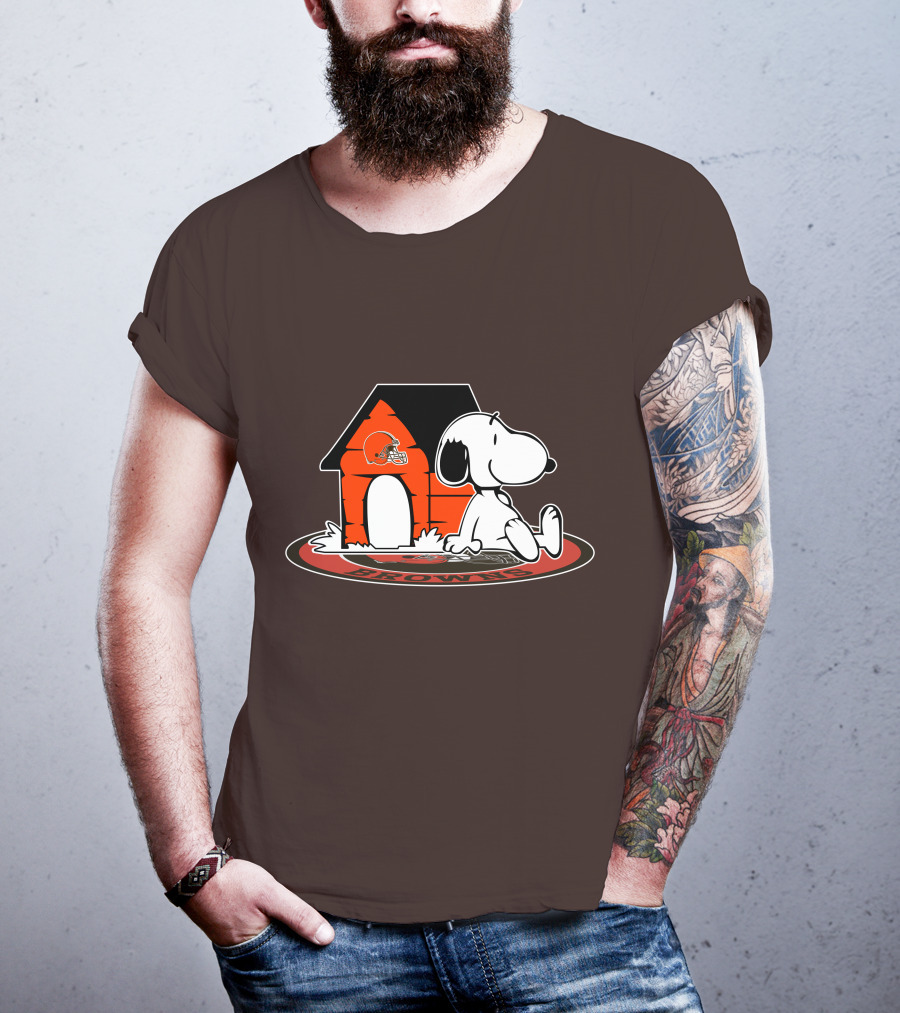 Cleveland Browns Football Fan Snoopy Now And Forever T-Shirt