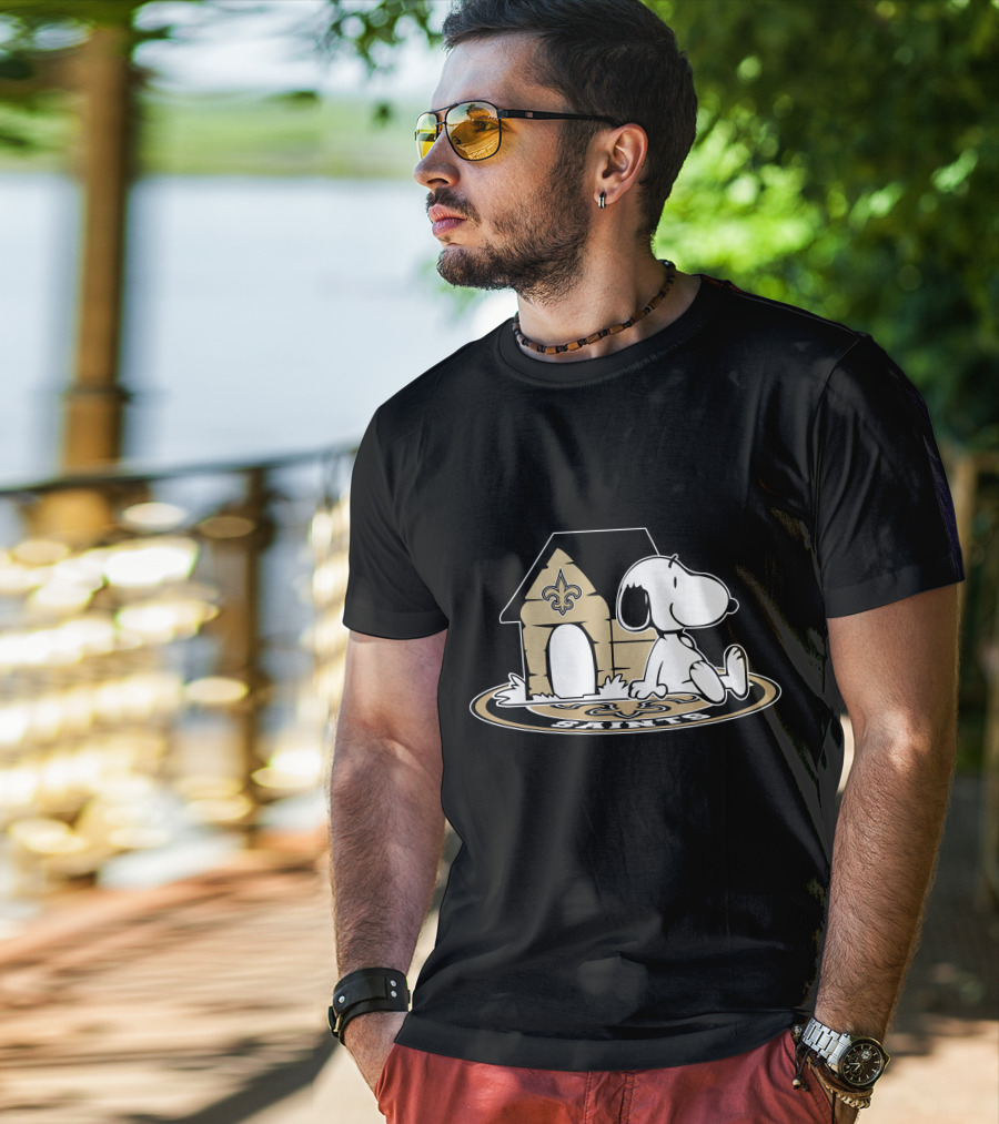 New Orleans Saints Football Fan Now And Forever Peanuts Snoopy Fleur-De-Lis Doghouse T-Shirt