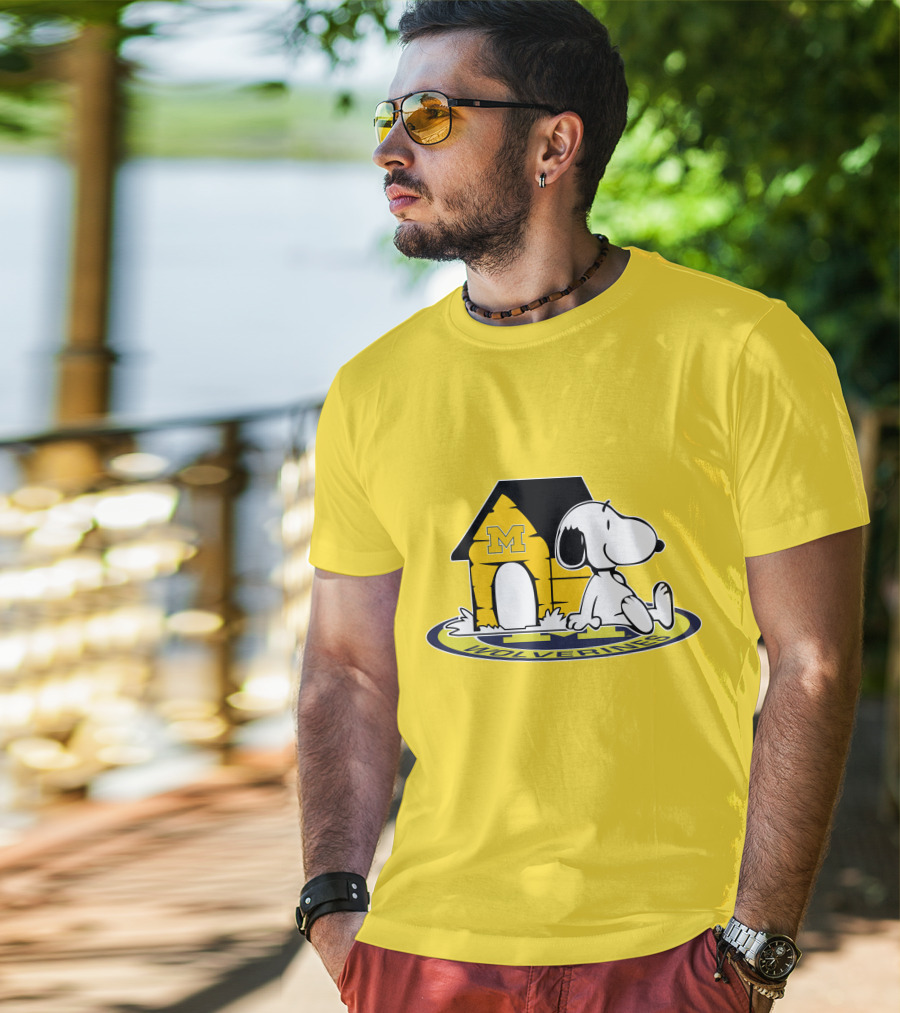 Michigan Wolverines Snoopy Doghouse Fan Now And Forever T-Shirt