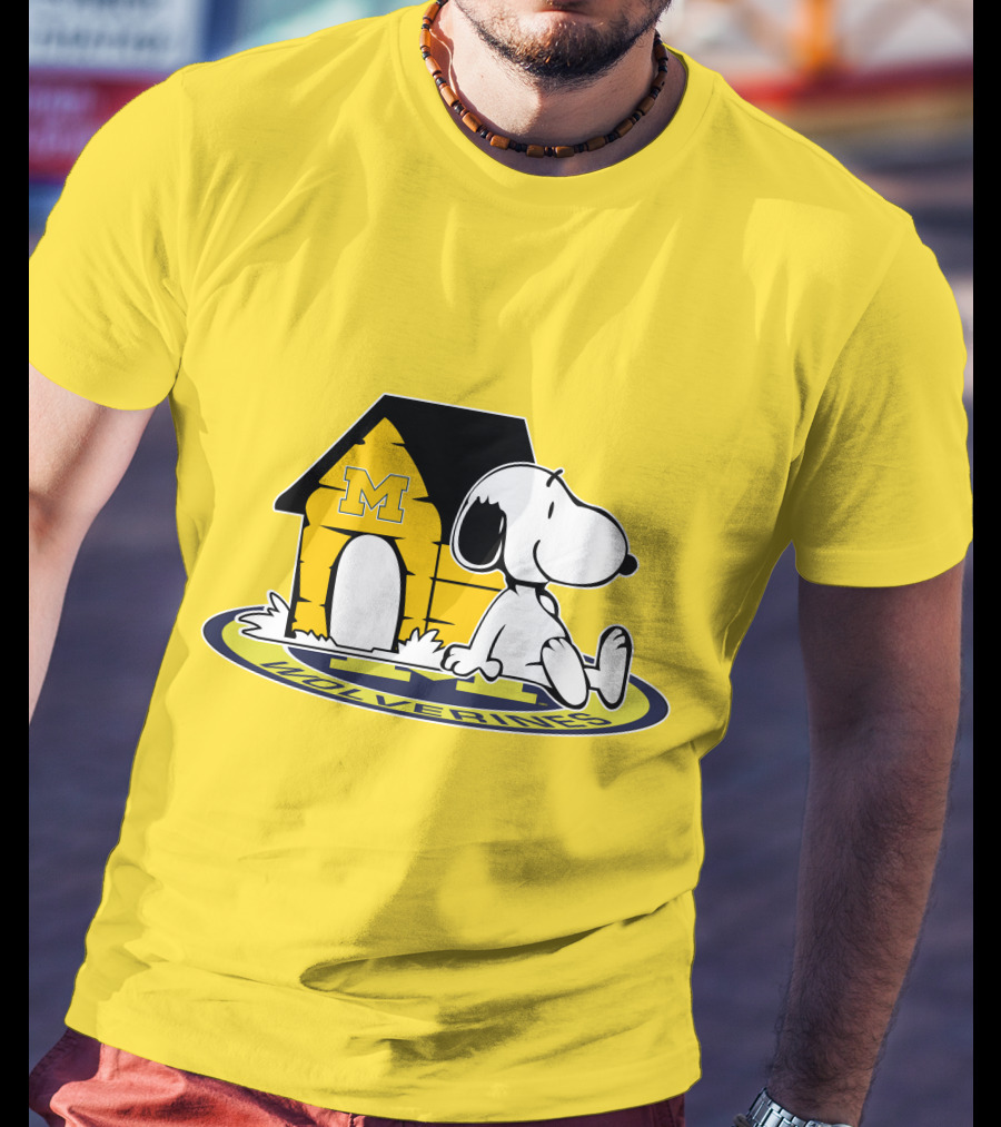 Michigan Wolverines Snoopy Doghouse Fan Now And Forever T-Shirt