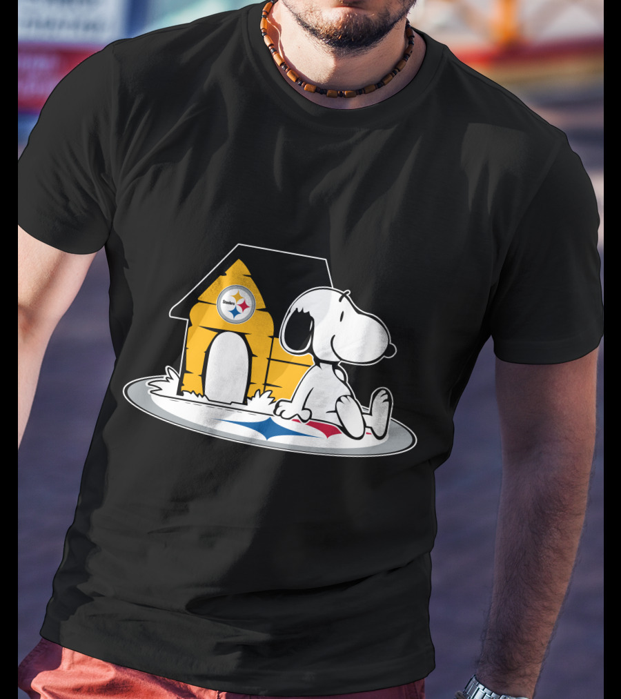 Snoopy With Pittsburgh Steelers Doghouse Football Fan Forever T-Shirt