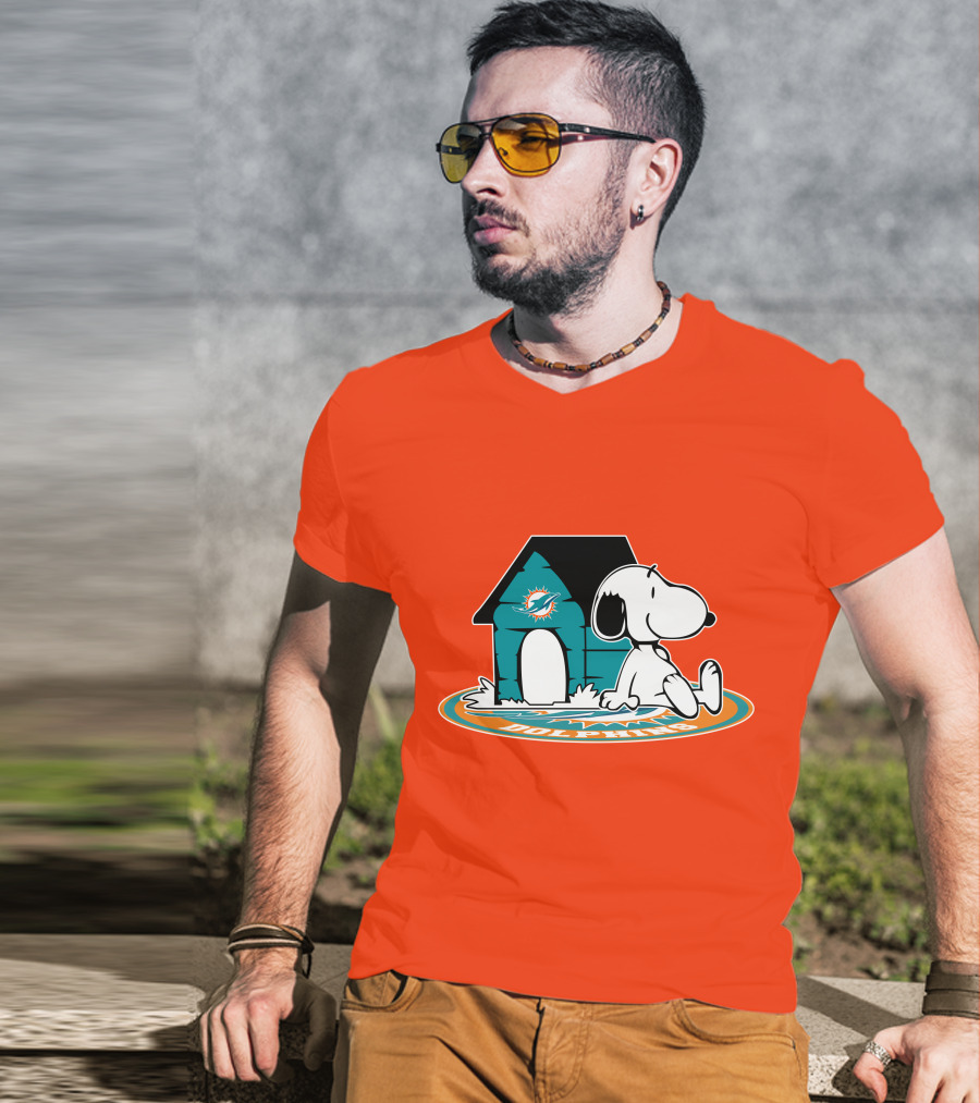 Miami Dolphins Fan Forever With Snoopy House T-Shirt