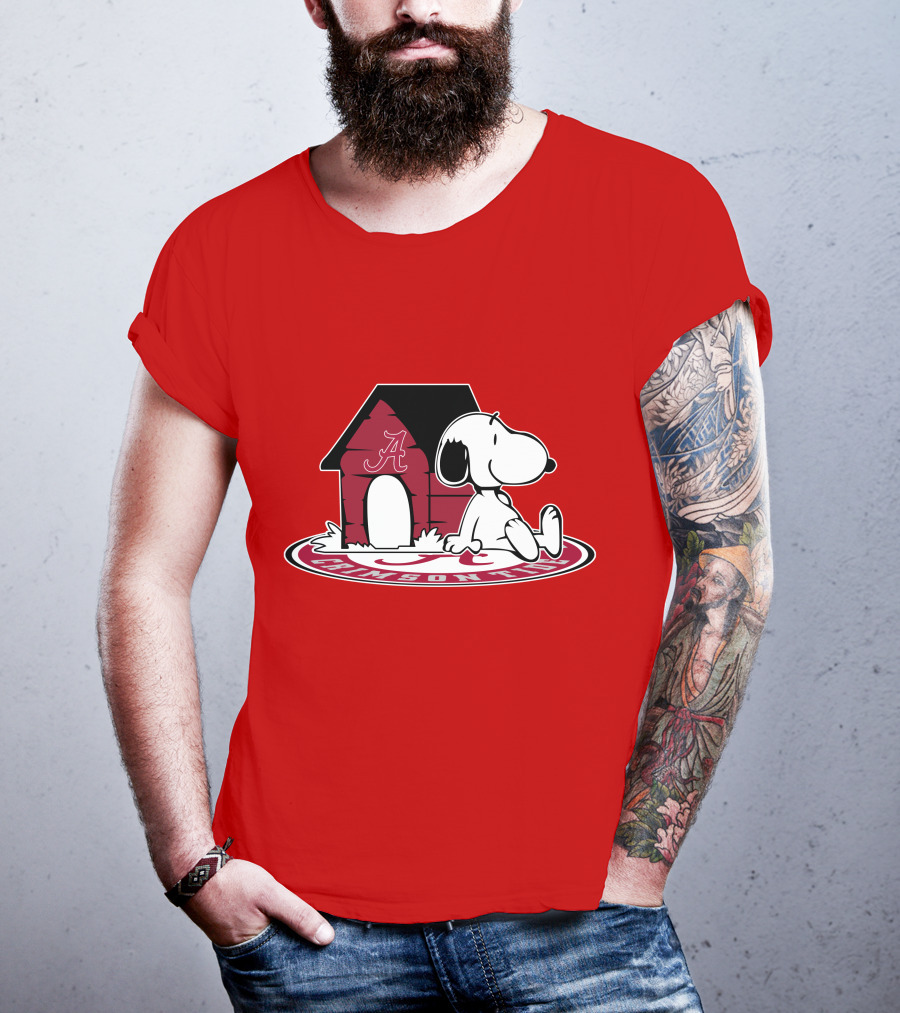 Crimson Tide Snoopy At Alabama Doghouse Fan Forever T-Shirt