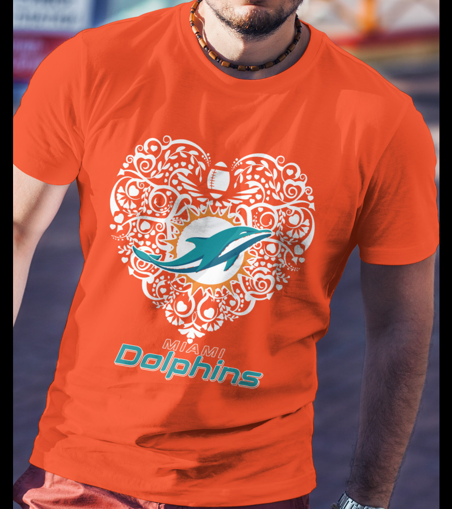 Love My Miami Dolphins Heart Football Theme T-Shirt