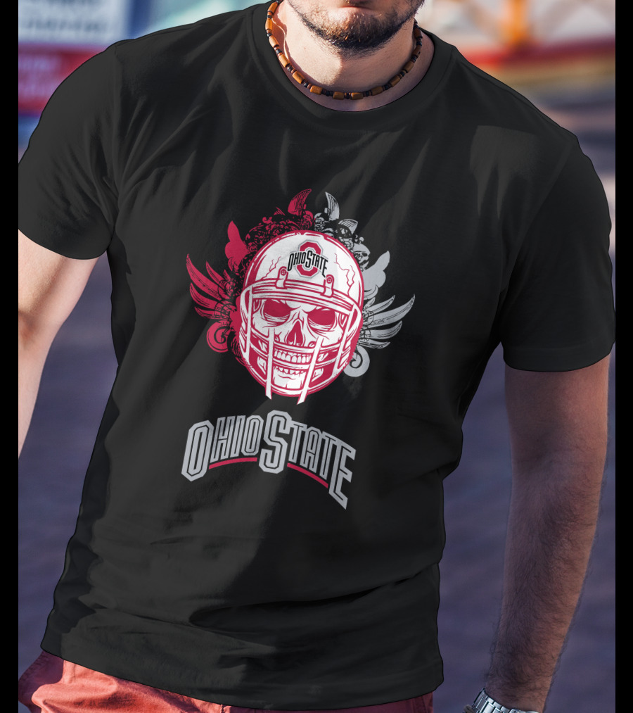 Ohio State Buckeyes Skull Helmet Art With Wings T-Shirt