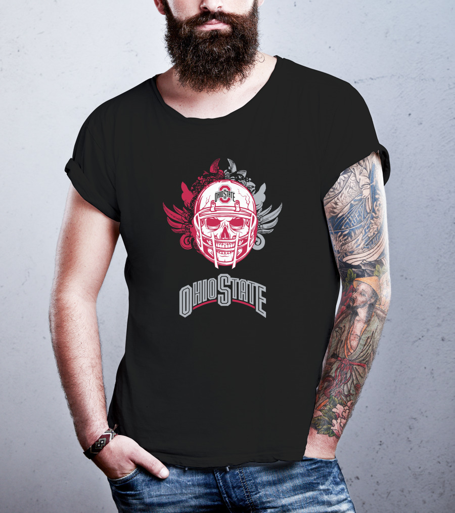 Ohio State Buckeyes Skull Helmet Art With Wings T-Shirt