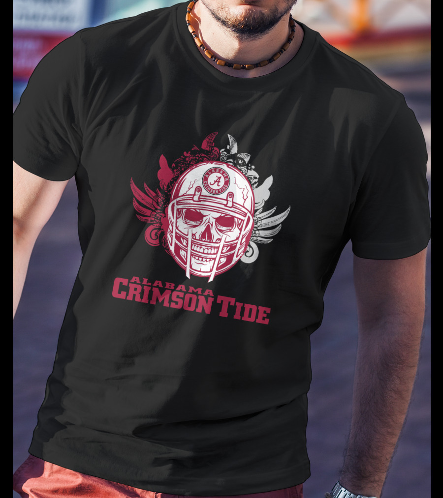 Alabama Crimson Tide Skull Football Helmet T-Shirt