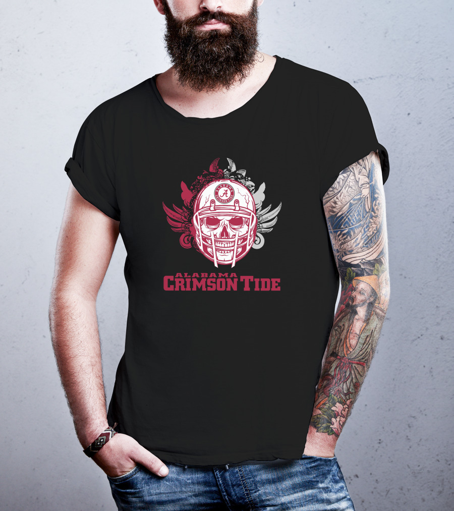 Alabama Crimson Tide Skull Football Helmet T-Shirt