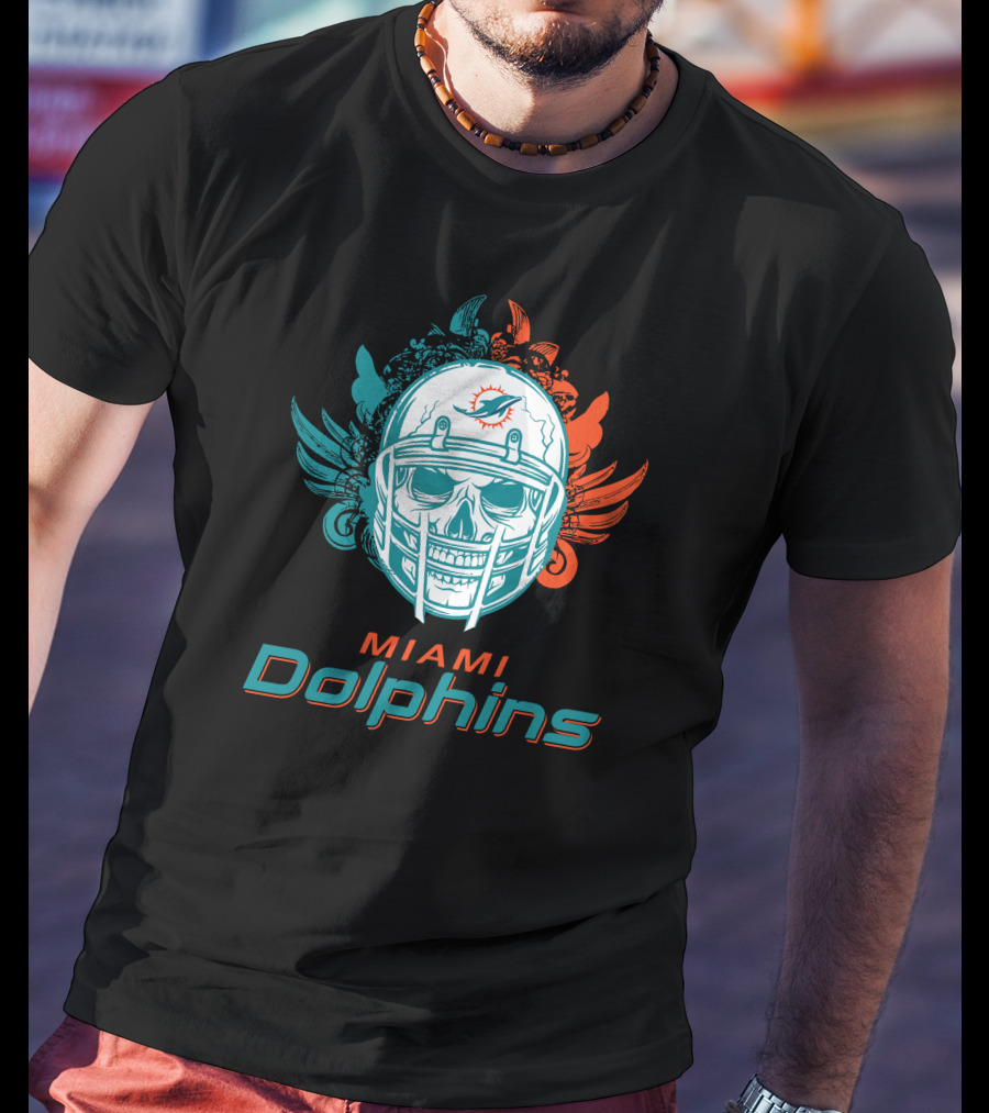 Miami Dolphins Skull Helmet T-Shirt
