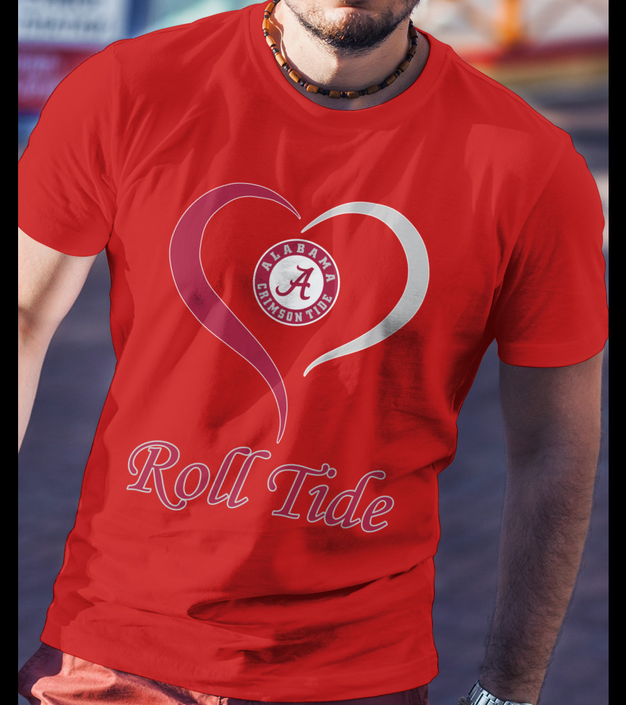 Alabama Crimson Tide Roll Tide Heart T-Shirt