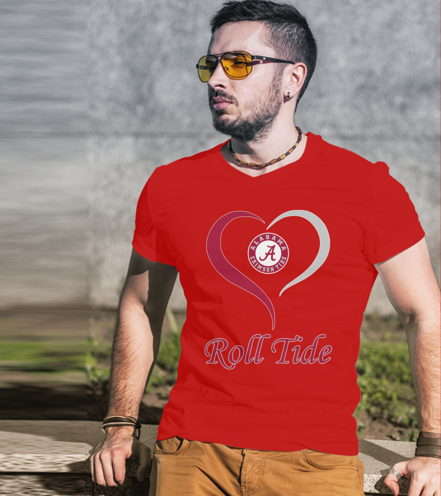 Alabama Crimson Tide Roll Tide Heart T-Shirt