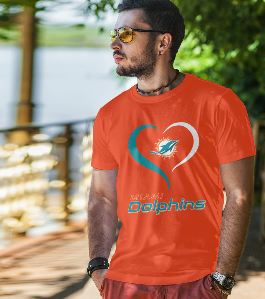 Miami Dolphins Heart T-Shirt