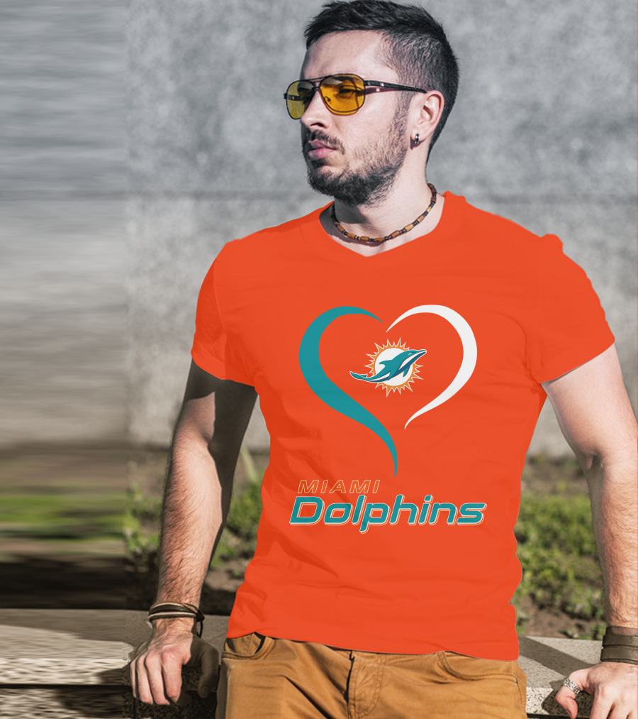 Miami Dolphins Heart T-Shirt