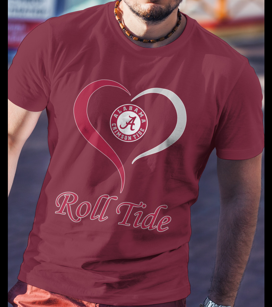 Alabama Crimson Tide Heart Roll Tide T-Shirt
