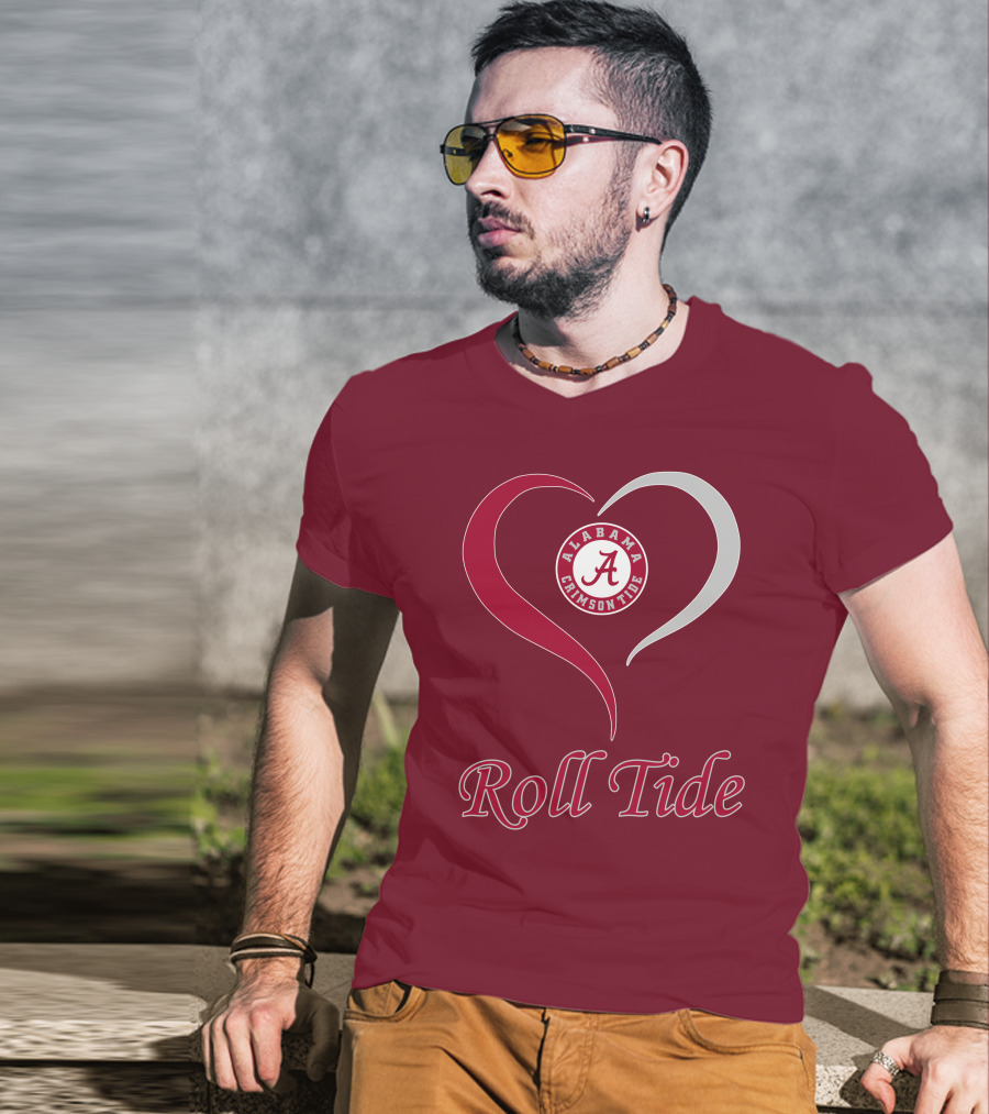 Alabama Crimson Tide Heart Roll Tide T-Shirt