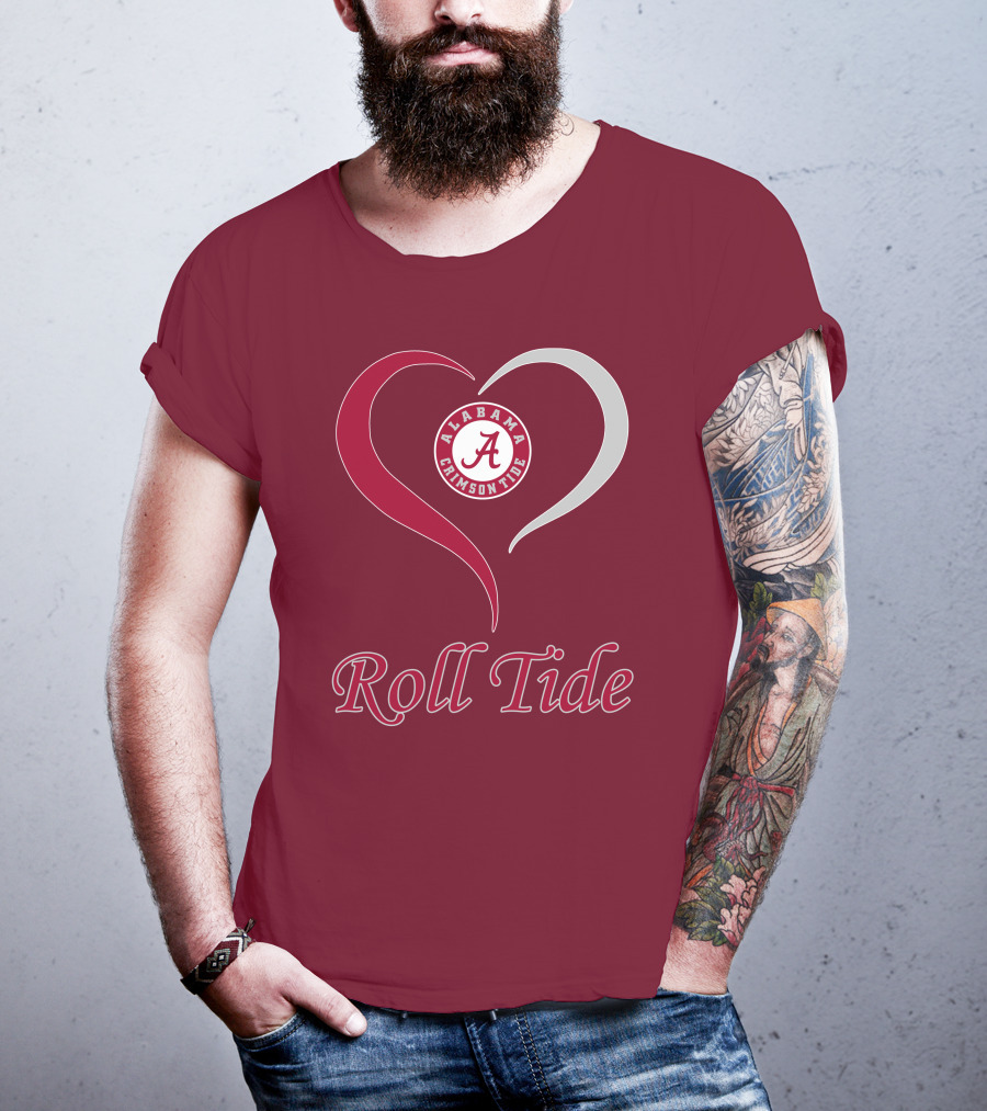 Alabama Crimson Tide Heart Roll Tide T-Shirt