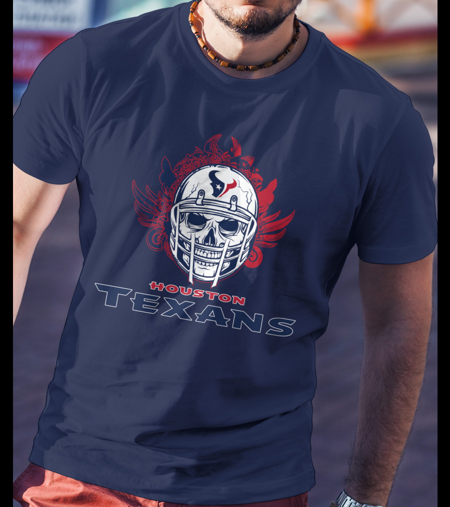Houston Texans Skull Helmet Wings T-Shirt