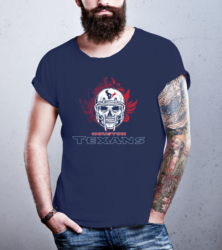 Houston Texans Skull Helmet Wings T-Shirt