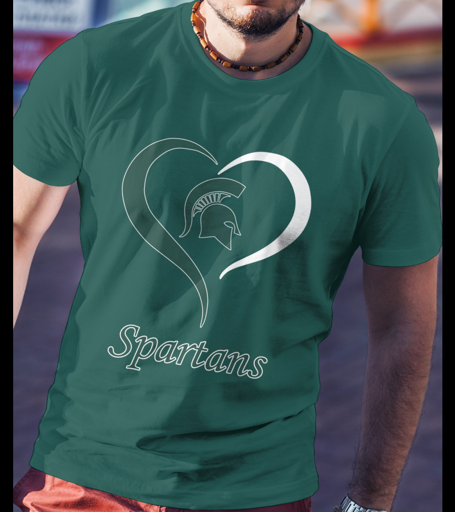 Spartans Heart Michigan State Spartan Helmet T-Shirt
