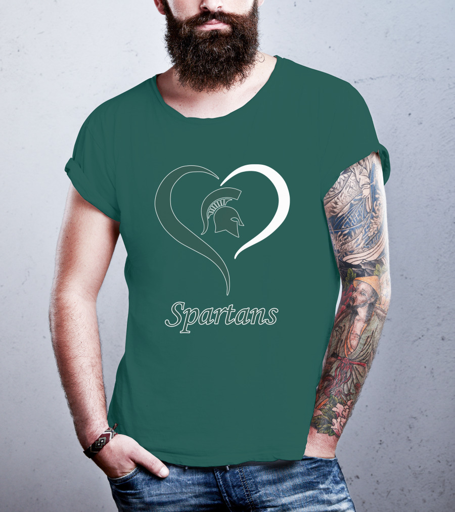 Spartans Heart Michigan State Spartan Helmet T-Shirt