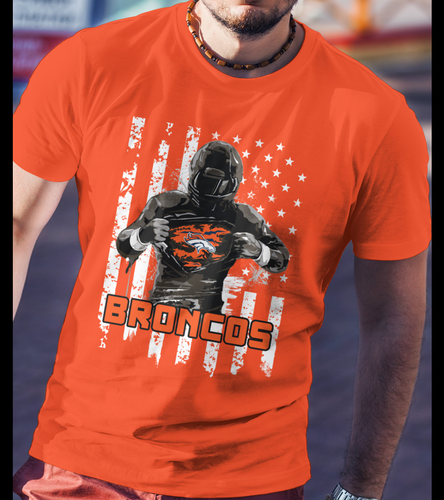 Denver Broncos Football Player American Flag T-Shirt